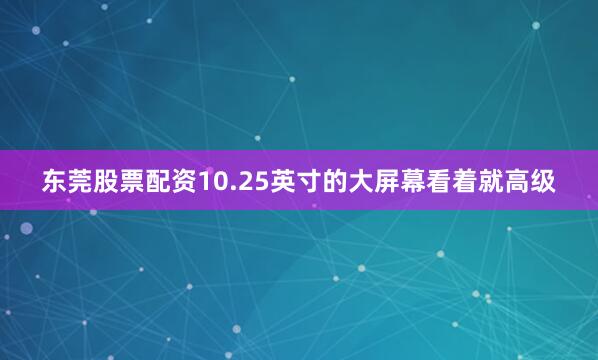 东莞股票配资10.25英寸的大屏幕看着就高级